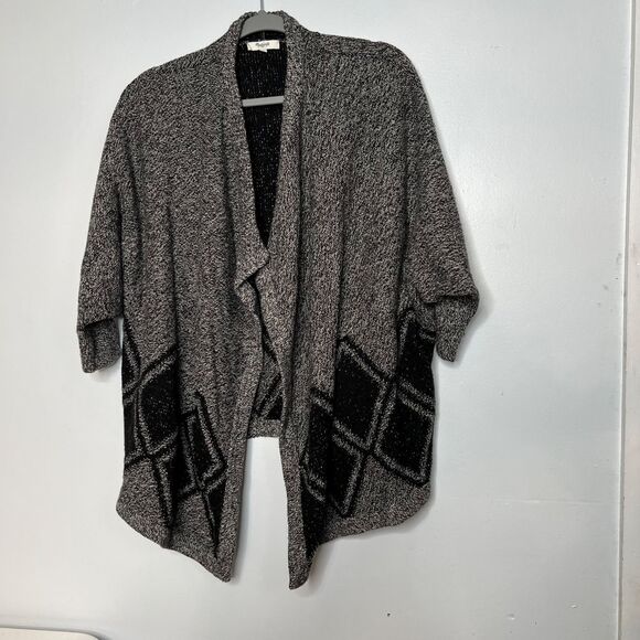 Madewell Womens Sweater All Angels Diamond Open Cardigan Sz S Grey Dolman Sleeve - Picture 1 of 9